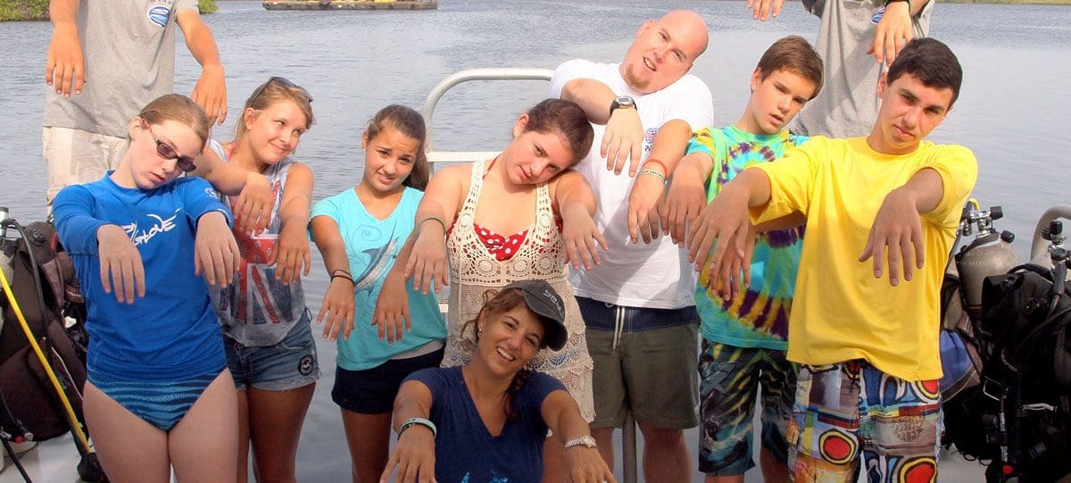 Zombie, Kids and diving, PADI Pro divers